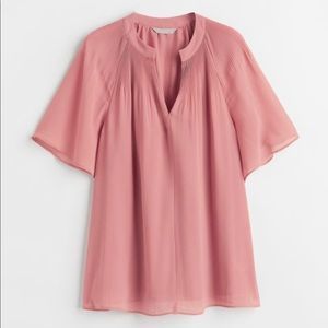 Chiffon Ruffled Pink Blouse Top